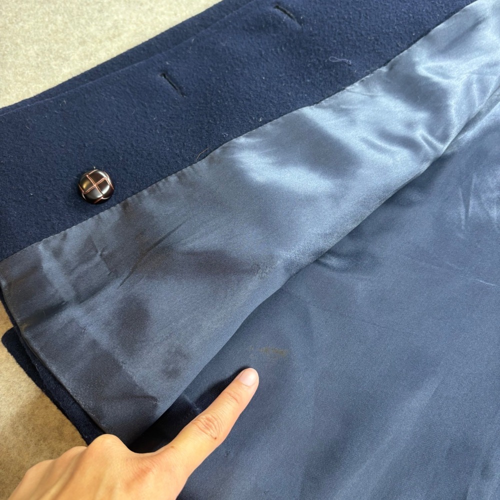 Vintage Navy Blue Wool Double Breasted Peacoat Women Small Dark Academia Preppy - Picture 11 of 11